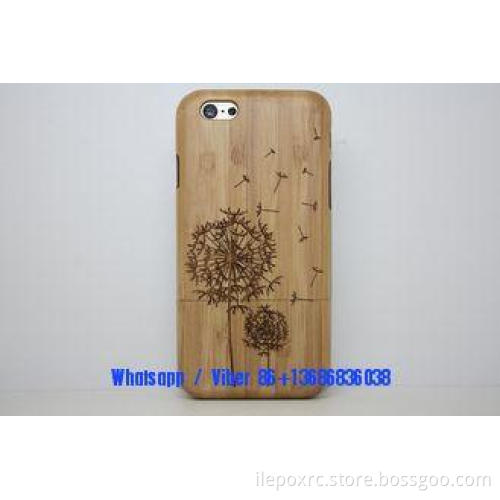 Dandelion Unique Design Real Bamboo Wood Cell Phone Cases F